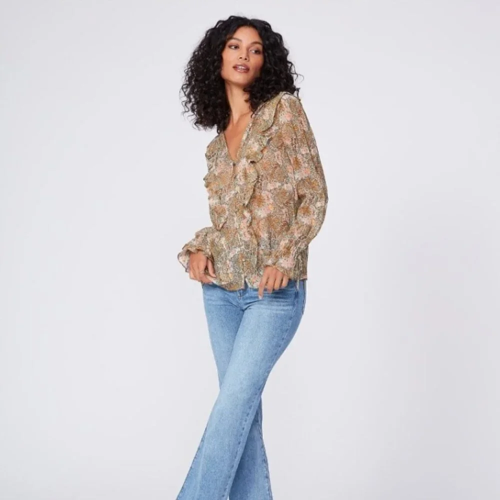 PAIGE Tessa floral print silk chiffon ruffle top - Picture 8 of 9